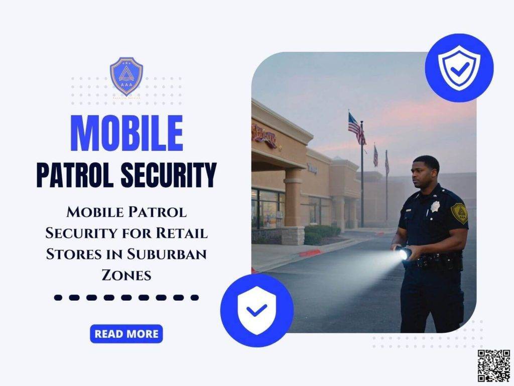 Mobile patrol AAA Security officer securing a suburban retail store in Texas