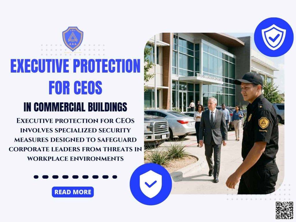 Executive protection officer securing CEO during business travel in Dallas and Houston Texas – AAA Security Guards Company