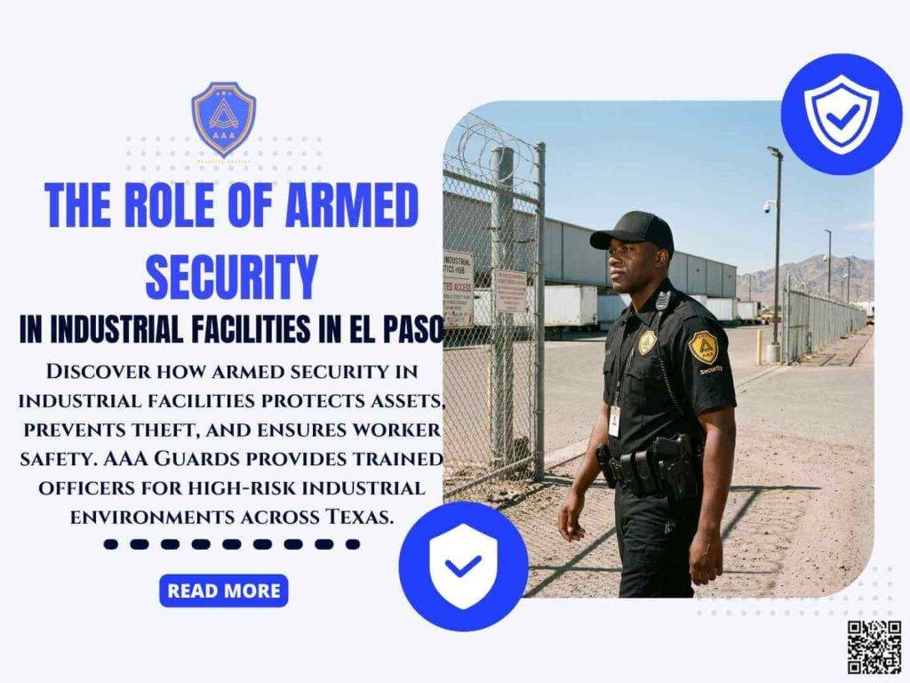 Armed security officer protecting industrial facility in Fort Worth and Dallas Texas – AAA Security Guards Company